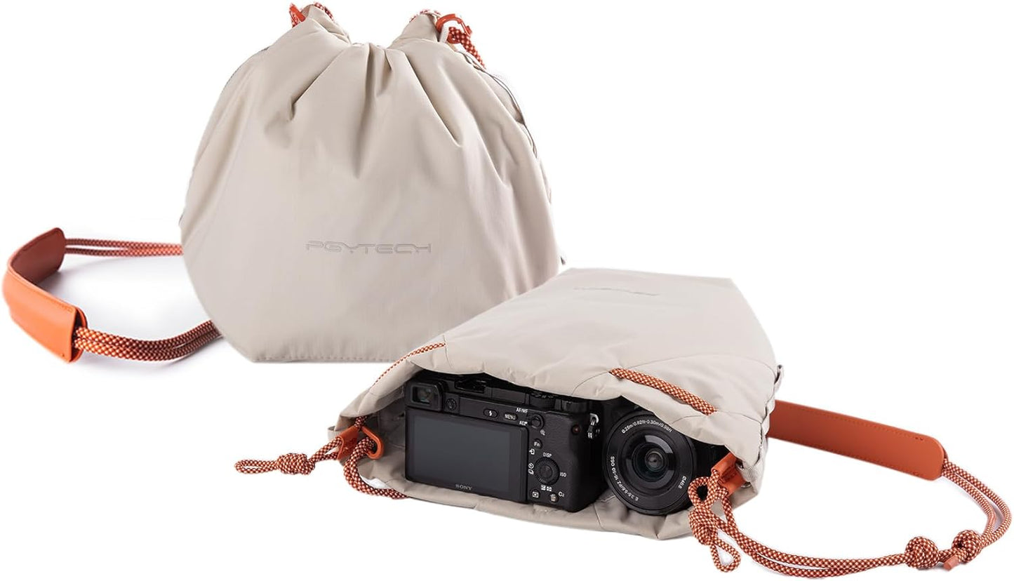 PGYTECH OneGo Drawstring Small Camera Bag, Soft Cute Camera Pouch Handbag compatible with Mirrorless Cameras/Nikon/Canon/Sony/Fuji Camera Case