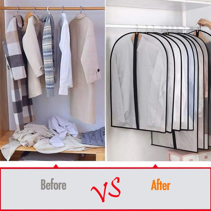 Hanging Garment Bag Dress Bags for Closet Storage ( Set of 12 ) Suit Protector Cover Bag with Zipper for Long Dresses, Suit, Coat Closet Clothes Storage ( Black, 24'' x 54'' )