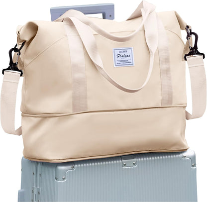 Travel Duffel Bag, Sports Tote Gym Bag, Shoulder Weekender Overnight Bag for Women