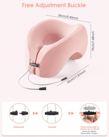 Travel Pillow, Neck Pillow Airplane, Plane Pillow Memory Foam Travel Neck Pillow with 360° Head and Neck Support, Portable Travel Essential Suitable for Airplane, Car, Train, or Bus Trip