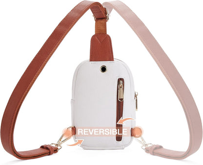 Telena Small Sling Bag for Women Leather Crossbody Fanny Packs Chest Bag for Women