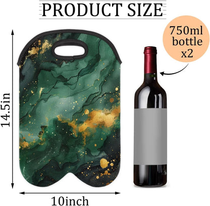 Wine Carrier Tote Personalized Bag for 2 Bottles - Neoprene Wine Bottle Holder with Carry Handle, Wine Protective Bag Insulated Bag Beer Cans Water Bottle Holder for Travel Picnic,Style16