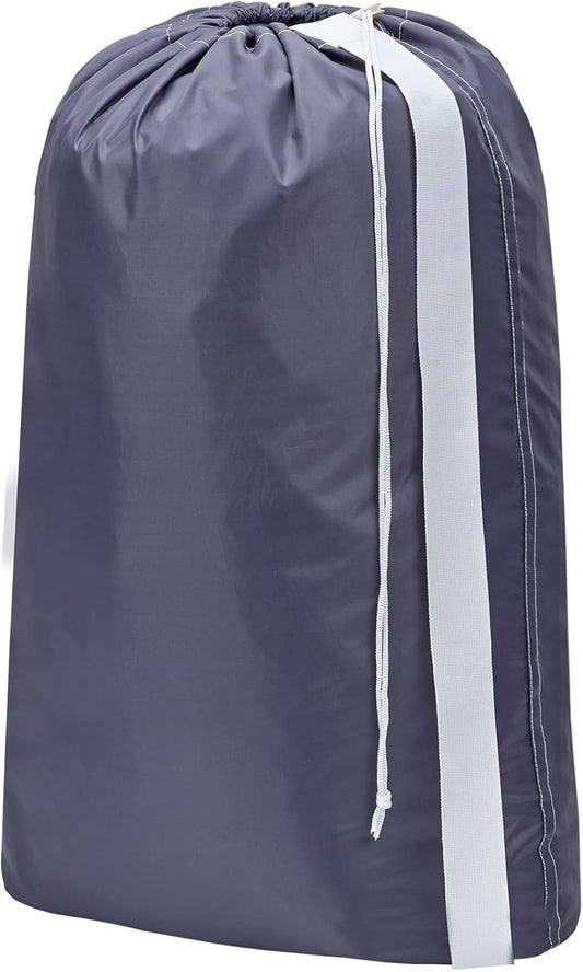 HOMEST XL Nylon Laundry Bag with Strap, Large Dirty Garments Organizer, Easy Fit a Hamper or Clothing Basket, Can Carry Up to 4 Loads of Clothes, Gray