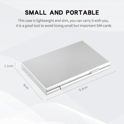 Aluminum SIM Card Case, 26Slots Ultrathin SIM Card Holder, Fit for 24 Nano sim Card and 2 Cell Phone Eject Pin Slots, Silver