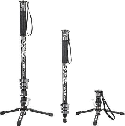 Fotopro Carbon Fiber 3-in-1 Monopod, 73" Travel Monopod with Feet, Max Load 22lbs for DSLR Camera Stabilizer, X-Airfly Mono Grey