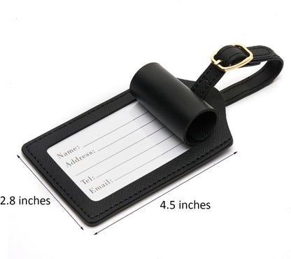 Luggage Tag PU Leather for Suitcase Baggage Handbag Travel Bag Label Suitcase Tag Label Tag w. Name Card & Privacy Cover (W)