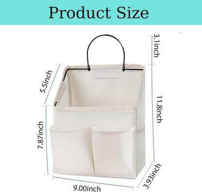 Wall Hanging Storage Bag,Wall Hanging Organizer Bags with Pockets, Wall Organizer Storage for Dormitory Bathroom Bedroom Kitchen (White 1)