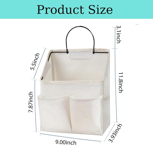 Wall Hanging Storage Bag,Wall Hanging Organizer Bags with Pockets, Wall Organizer Storage for Dormitory Bathroom Bedroom Kitchen (White 1)