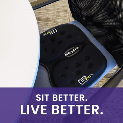 LITE Travel Gel Foam Cushion | Back Pain, Sciatica, Pressure Relief | Relieves Tailbone Discomfort, Promote Healthy Posture | Ergonomic Comfort | Car, Commute, Airplane and Travel - Gray