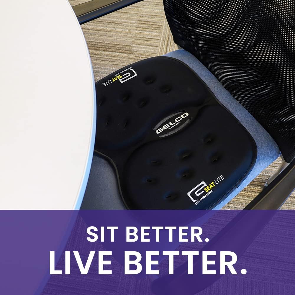 LITE Travel Gel Foam Cushion | Back Pain, Sciatica, Pressure Relief | Relieves Tailbone Discomfort, Promote Healthy Posture | Ergonomic Comfort | Car, Commute, Airplane and Travel - Red