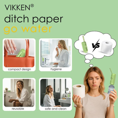 VIKKEN® 250ml iGo X Portable Travel Bidet USB-Type C Rechargeable Electric Mobile Handheld Ultra Strong Water Spray Personal Hygiene Self Care for Women & Men