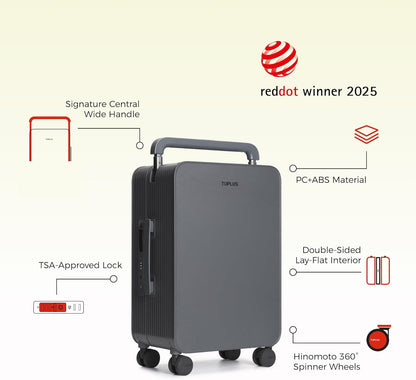 TUPLUS 20” Carry-On Hardside Luggage Lightweight ABS Travel Suitcase with Wide Handle Spinner Wheels TSA Combination Lock, Balance Series 2.0, Stone Grey