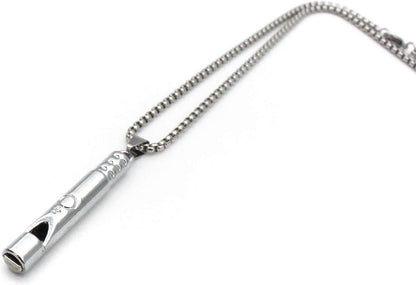 Emergency Survival Whistle Pendant Necklace for Men Women, Titanium Steel Loud Coach Whistle Necklace with Chain, Portable Keychain Whistle for Life Saving, Hiking, Camping and Pet Training