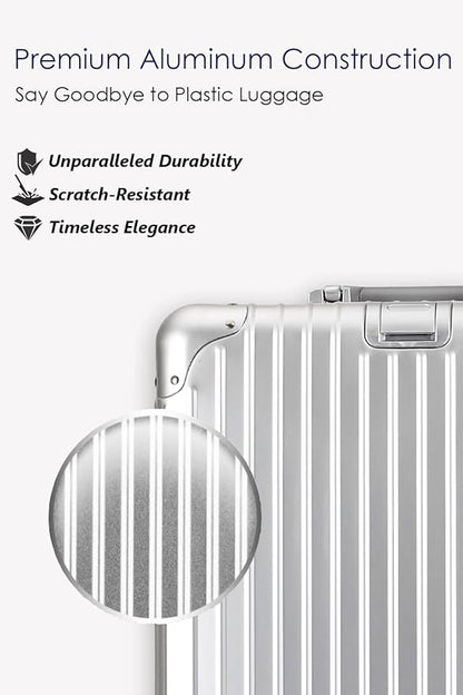HotWay 20 Inch All Aluminum Carry On Luggage with Wheels, Hard Shell Zipperless Suitcase with TSA Locks, Silver Travel Luggage (22x14x9 Airline Approved)
