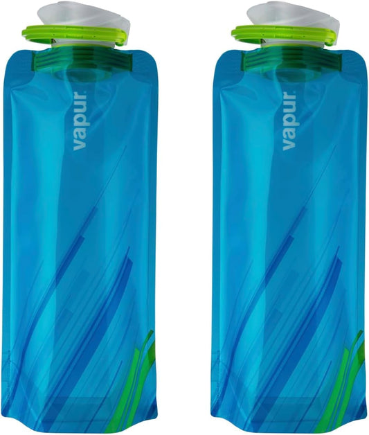 Vapur Flexible, Collapsible Wide Mouth Anti-Bottle with Detachable Carabiner, 23 Ounce, Water, Pack of 2