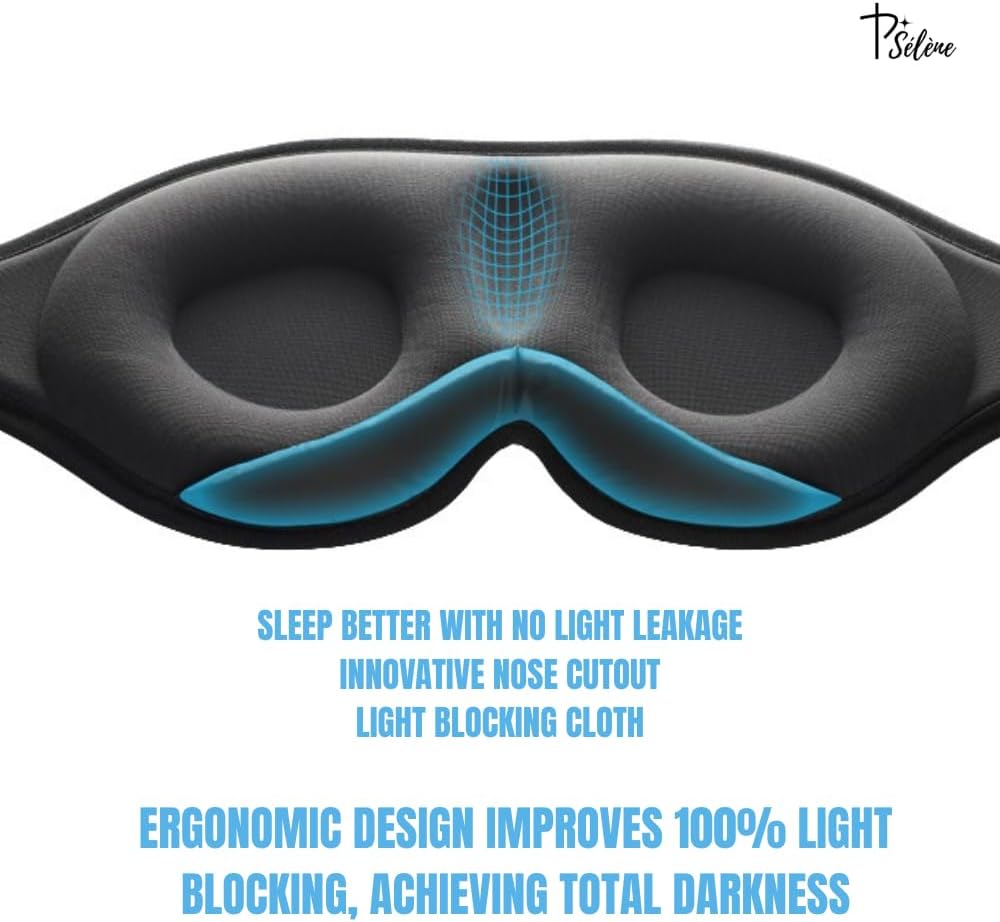 Sleep Mask with Earplugs & Zipper Bag 3D Memory Foam Eye Mask with Nose Support, Lash-Friendly, Blink Freely, Soft, Breathable, Adjustable, for Sleep, Travel, Insomnia, Meditation, Men & Women