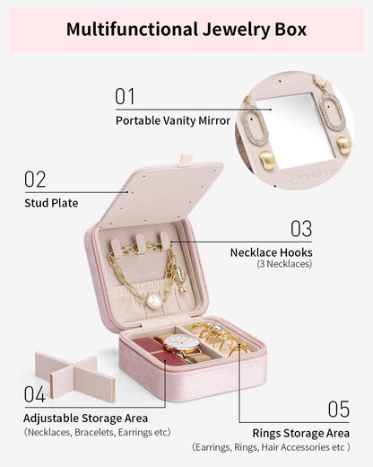 Vlando Teacher Appreciation Gifts for Women, Travel Jewelry Case for Women Teacher Gifts, Travel Gifts for Teacher, Travel Essentials Small Jewelry Box, Jewelry Travel Organizer - Letter Z, Pink