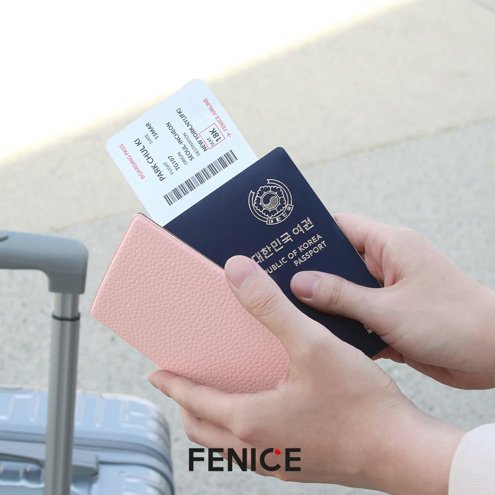 Fenice Classic Passport Cover Holder Wallet Case for Travel Essential RFID Blocking Vegan Leather Waterproof (IVORY)