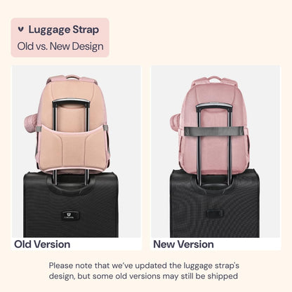 BabbleRoo Diaper Bag Backpack, Travel Backpack with Changing Pad, Pacifier Case & Stroller Straps, Multifunction, Waterproof, Unisex – Pink
