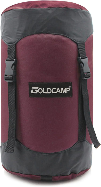 GoldCamp compression stuff sack for Ultralight sleeping bag, space saving gear with dust flap,18L/30L/43L/49L/65L Compression Stuff Sack, Waterproof, Camping, Travel, Outdoor, Backpacking (Red, XXXL)