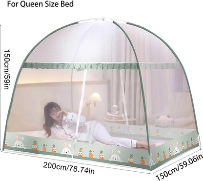 Pop-Up Mosquito Net Tent for Beds Portable Folding Canopy with Net Bottom, Fits Twin to King Size 79x71x59inch, Easy Install Wash for Baby Adults, Indoor Outdoor Use (Navy Blue-Queen Bed)