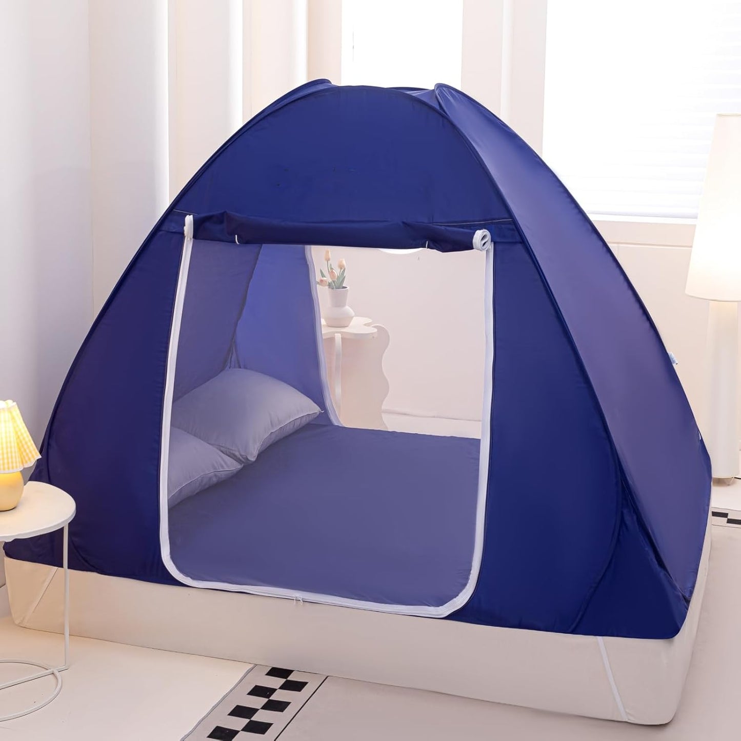 Mosquito Net for Bed, Folded Size 20 inch Portable Camping Travel Mosquito Tent, Pop Up Mosquito Net with Double Entry for King Queen Size Bed (Folded 20 Inch, 71"x79"x59")