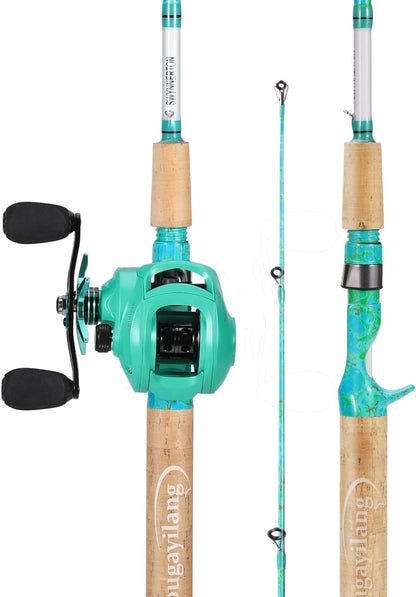 Sougayilang Fishing Rod and Reel Combo, 2-Piece 5-Foot 6-Inch Graphite & Fiberglass Rod, Durable and Strong, Quickset Anti-Reverse Fishing Reel (1Pack/2Pack)