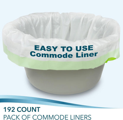 Disposable Bedside Commode Liners for Adult Portable Toilet Chair Seat Bucket and Bedpan | Value Pack of 192 Waste Bags | Universal Fit Liners for Home Medical Care
