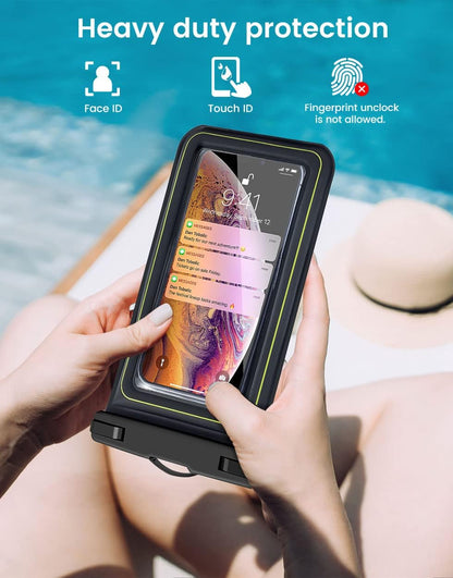 IP68 Waterproof Phone Pouch, Floating Waterproof Phone Case for iPhone 16 15 Pro Max Galaxy S24+ S23 Pixel 8 Pro with Detachable Lanyard, Cellphone Dry Bags Beach Vacation Essentials -2 Pack