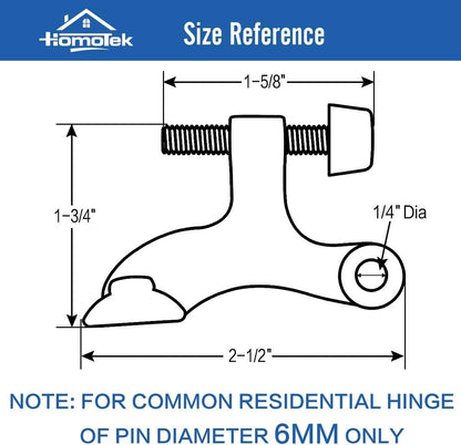 HOMOTEK 4 Pack Hinge Pin White Door Stopper,Adjustable Deluxe Heavy Duty Door Stopper 2-1/2"x1-3/4”,with White Rubber Bumper Tips