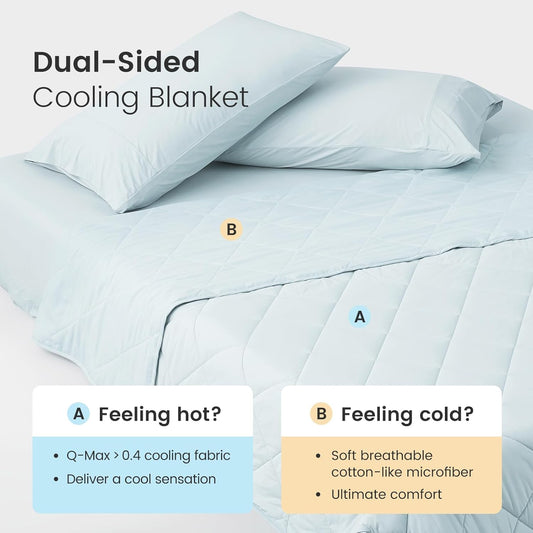 Cozy Bliss Cooling Blanket for Hot Sleepers, Q-Max 0.4 Cooling Comfort King Size, Cold Blankets for Night Sweats Sleeping, Ultra-Cool Lightweight Breathable Summer Blanket for Bed