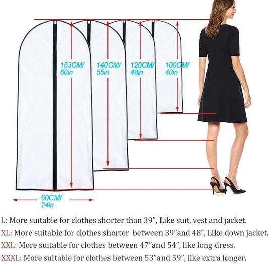 Garment Bags for Hanging Clothes 24'' x 48'' (Set of 6) Suit Covers for Closet Garment Bag Suit Cover for Suits Jacket Dresses Clothes Storage [Upgraded Version]
