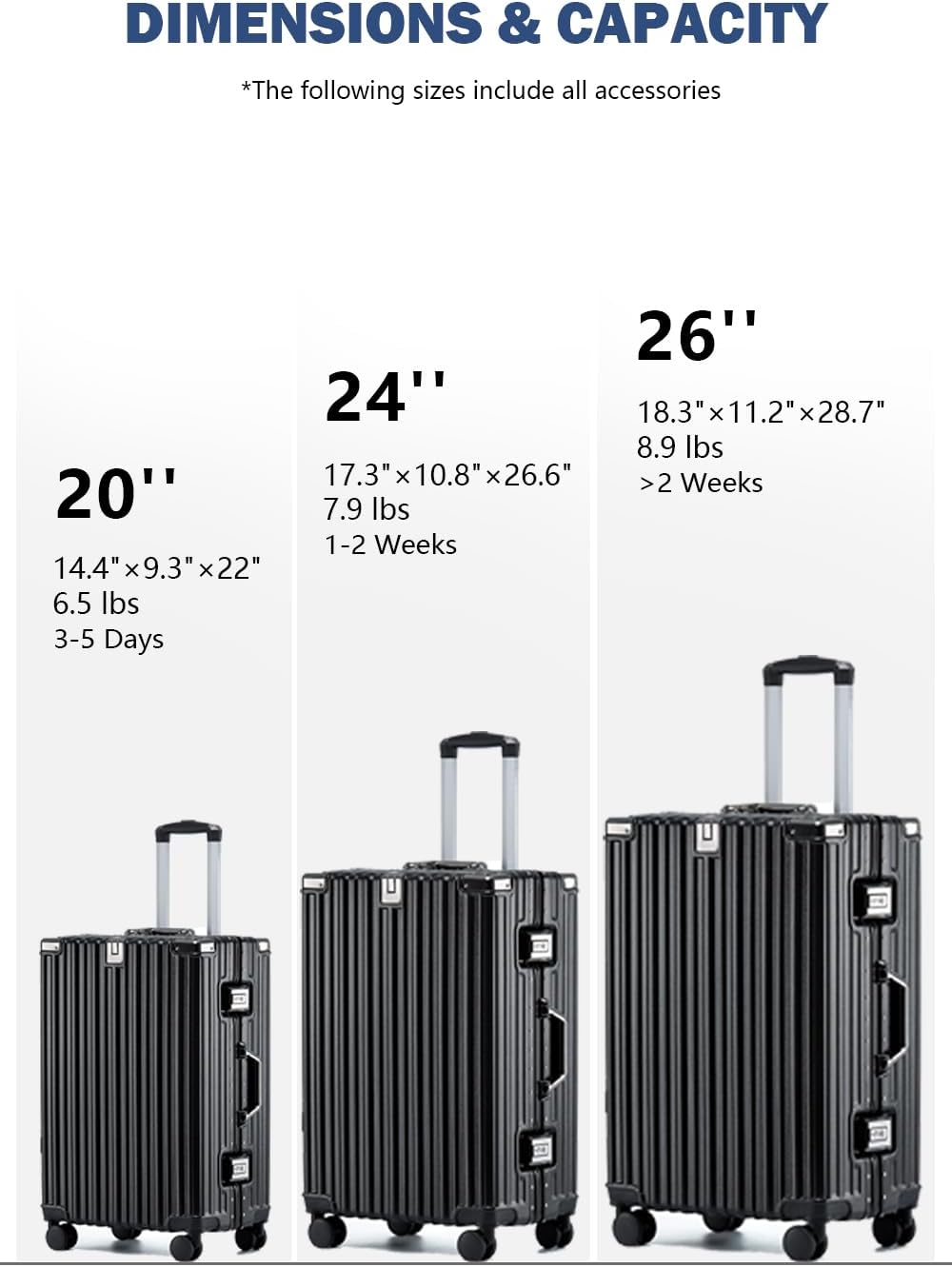 HotWay 26 Inch Aluminum Frame Luggage with Spinner Wheels, PC Hard Shell Suitcase with Cup Holder, Zipperless Luggage for Business Travel, Black