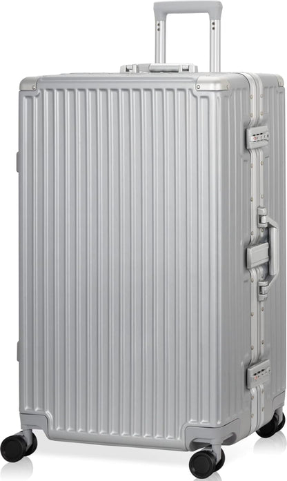 AnyZip Luggage Aluminium Frame Suitcase Hard Shell TSA Lock No Zipper 28In Silver