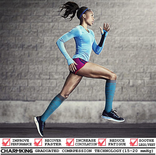 CHARMKING Compression Socks for Women & Men Circulation (3 Pairs) 15-20 mmHg is Best Support for Athletic Running Cycling