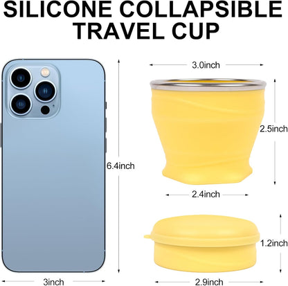 Collapsible Water Cup 6oz/180ml - Collapsible Cup - Silicone Collapsible TravelCup - Silicone Folding Camping Cup with Lids - Foldable Drinking Cup - for Travel, Camping, Hiking