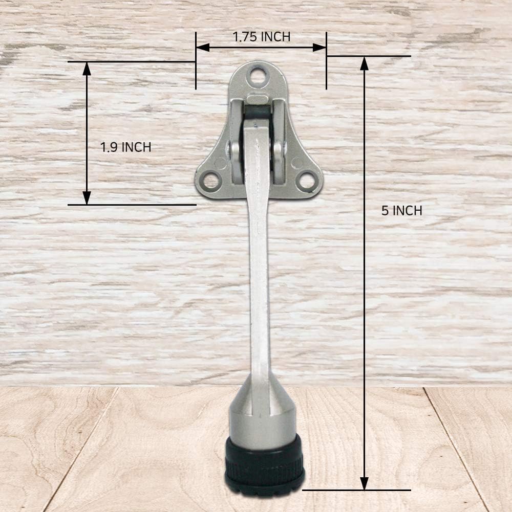 Door Stopper, Kick Down Door Stops for Heavy Doors, with Rubber Tip and Spring Lever, Adjustable, Easy to Set Down and Release, 4-Inch, for Wide Doors (4inch x 2pack, Black)