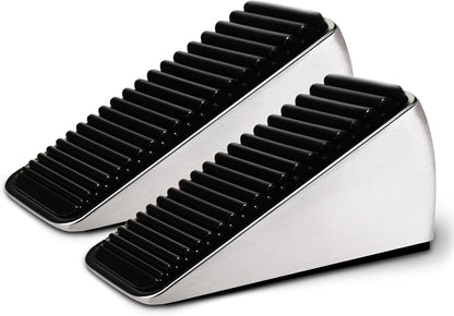 2Pc Strongest Large Door Stop - Heavy Duty Tall Door Stop Wedge Door Stoppers for Bottom of Door, Tall up to 2.6In Doorstop Zinc Alloy and Silicone Made Suits Any Heavy Door Any Smooth Floor