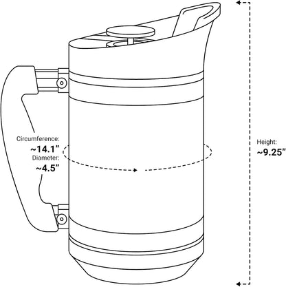 Basecamp Coffee Press - Double Wall Vacuum Insulated Stainless Steel - Bru-Stop Technology, No Grounds in Coffee, No Spill Lid (Storm Gray, 32 fl.oz)