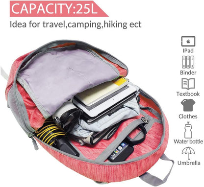 ZOMAKE 25L Ultra Lightweight Packable Backpack, Foldable Hiking Backpacks Water Resistant Small Folding Daypack for Travel(Red)