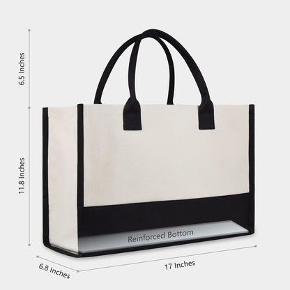 TOPDesign Embroidery Initial Canvas Tote Bag, Personalized Present Bag, Suitable for Wedding, Birthday, Beach, Holiday, is a Great Gift for Women, Mom, Teachers, Friends, Bridesmaids (Letter F)