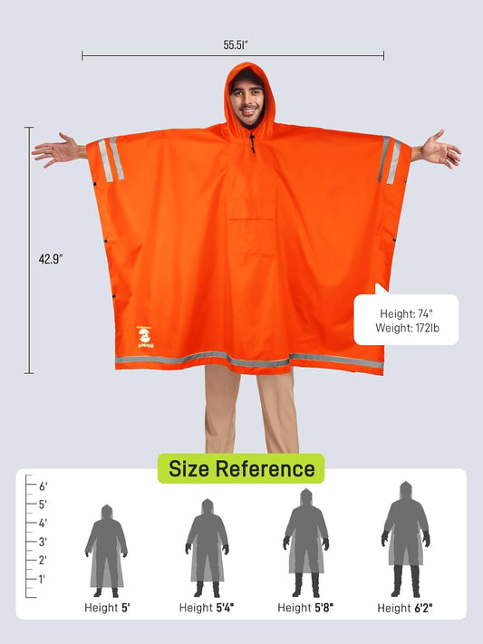 SaphiRose Hooded Rain Poncho Waterproof Raincoat Jacket for Men Women Adults