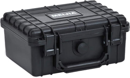 MEIJIA Portable Waterproof Protective Hard Case,Compact Camera Case with Customizable Fit Foam,Elegant Black,Fit for Drones,Camera,Lens, 9.17inchx7.56inchx4.33inch, Black, Dry Case
