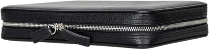 Medicine Handmade Leather Cable Organizer Bag – Full-Grain Leather Travel Tech Case for Cords, Chargers & Accessories – Zippered Storage for Men & Women (Black)