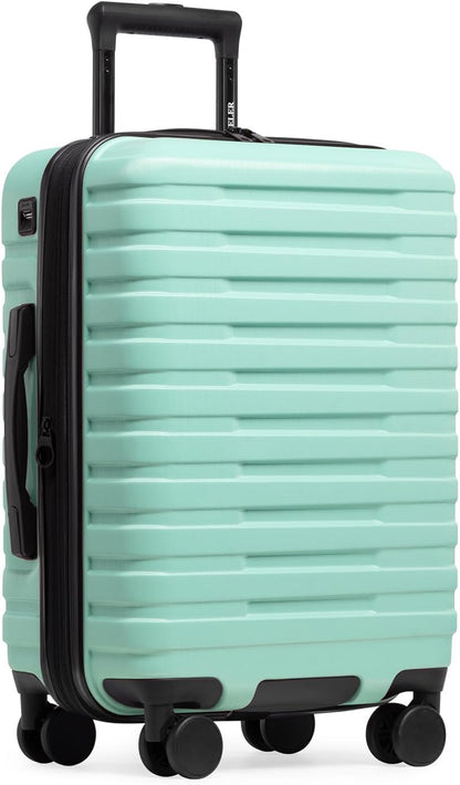 U.S. Traveler Boren Polycarbonate Hardside Rugged Travel Suitcase Luggage with 8 Spinner Wheels, Aluminum Handle, Mint, Carry-on 22-Inch, USB Port