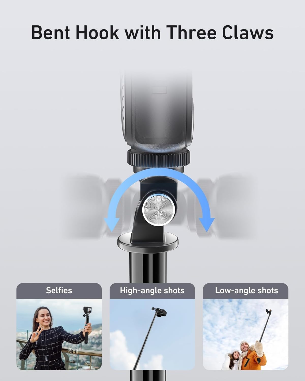 TELESIN 60" Selfie Stick for GoPro, Portable Extended Vlog Invisible Pole for GoPro Hero 13 12 11 10 9 DJI Osmo 360/Action 5 4 Insta360 X5 X4 AKASO Handheld Monopod for Travel, Action Camera Accessory