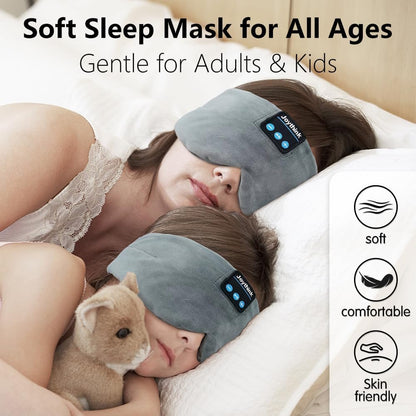 Joythink Sleep Headphones Wireless Eye Mask Kids Children Silk Wireless Headband Headphones for Sleeping with Adjustable Speaker Wireless Earbuds Side Sleeper Travel Meditation Music Mask Grey