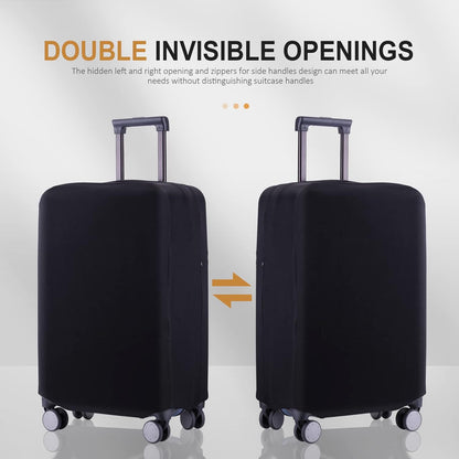 Travel Luggage Cover Suitcase Protector Scratch-Resistant Fit 19-31 Inch, Not Included Suitcase (Black, L(26-27inch))