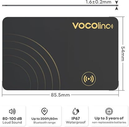 [Apple MFi Certified] VOCOlinc Air Card Tag Wallet Tracker Ultra-Thin 1.6mm, Smart Item Finder Work with Apple Find My APP (iOS Only, Android not Supported), Locator for Luggage Suitcase, Bag,Backpack