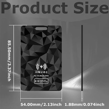 Wallet Tracker Card, Rechargeable Thin Finder, Works with Apple Find My (iOS Only), Item Locator for Luggage Tags, Passports, Phone, IP68 Waterproof